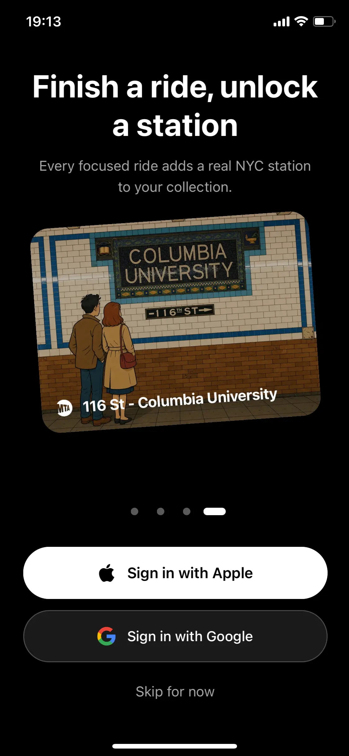 Focus Metro unlock screen with NYC MTA stations